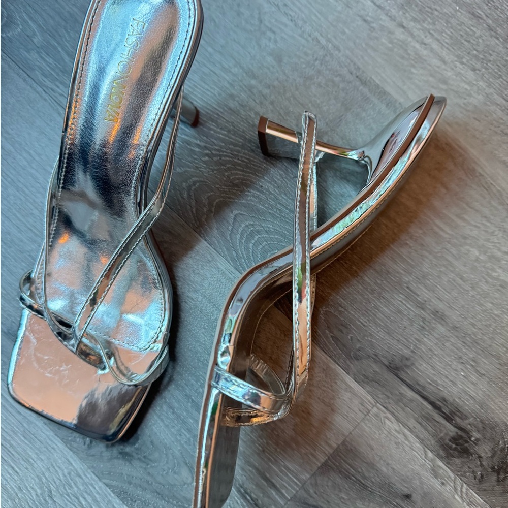 Metallic Silver Heels